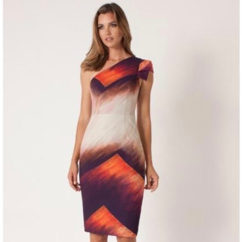 Black Halo Dress Amelie One-Shoulder Luckdragon Sheath size 4